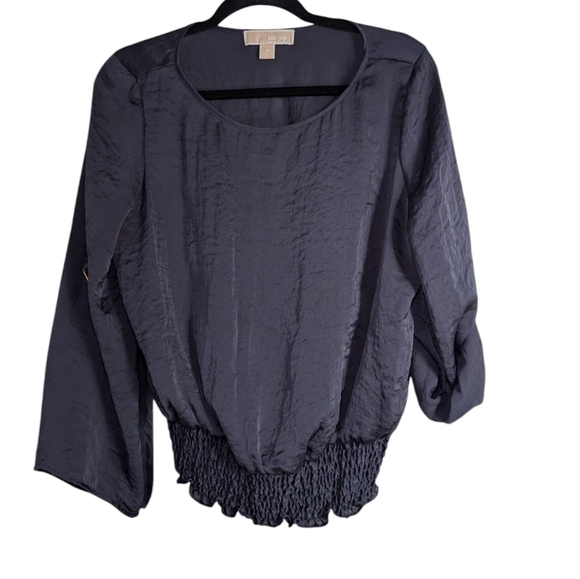 Michael Kors Blue Smocked Blouse with Square Neckline - Picture 1 of 7
